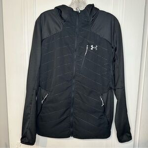 Under Armour Coldgear Reactor Expect Charcoal Black Hooded Jacket full zip